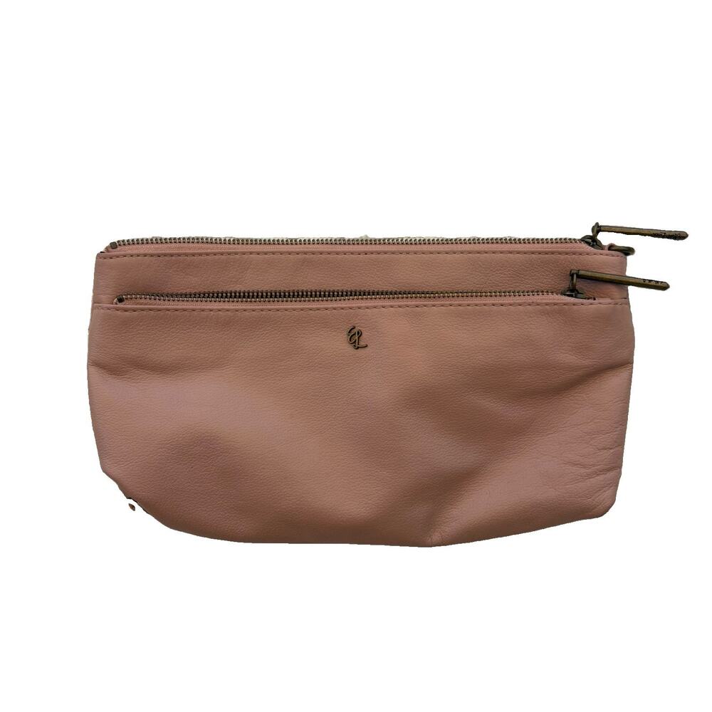 Elliott Lucca Rose Pink Genuine LEATHER Clutch Zipper Bag Women’s
